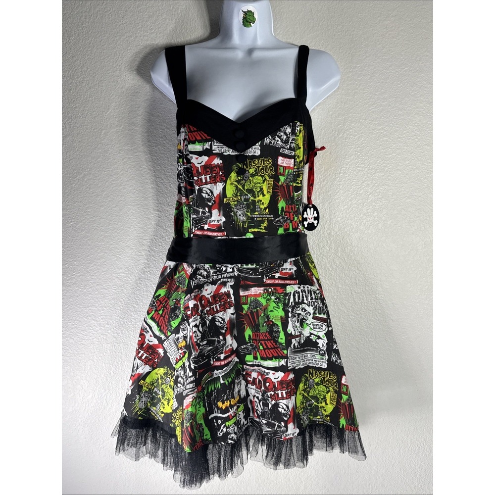 NWT HELL BUNNY Horror B Movie Dress 2XL Rockabilly Gothic Pinup Killer Zombie